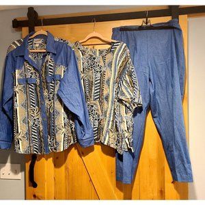 Vintage Matches Women's Jacket Shirt & Pants Oufit. Size 20 tops & 14 Pet Pants